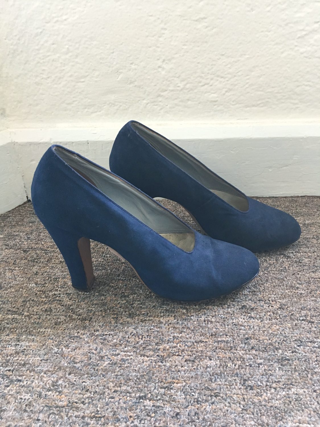 Womens 1940s Royal Blue Suede Shoes 