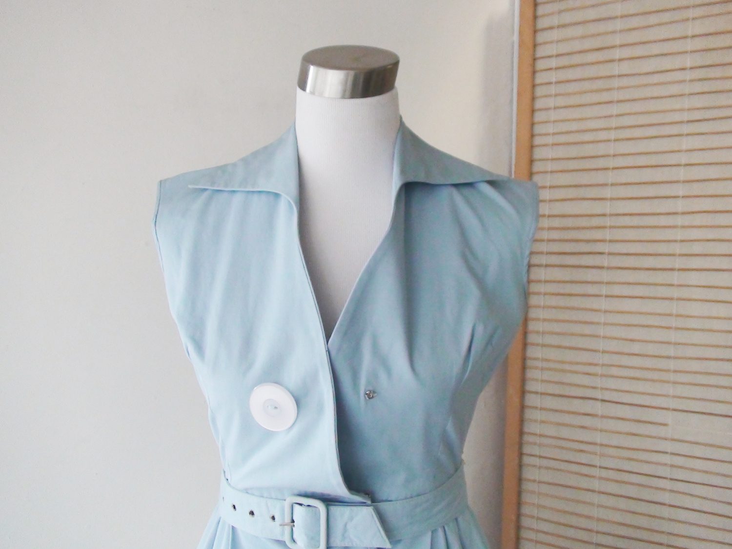 Blue Belt and Big Buttons 1950s Dress | Chaos Bazaar Vintage