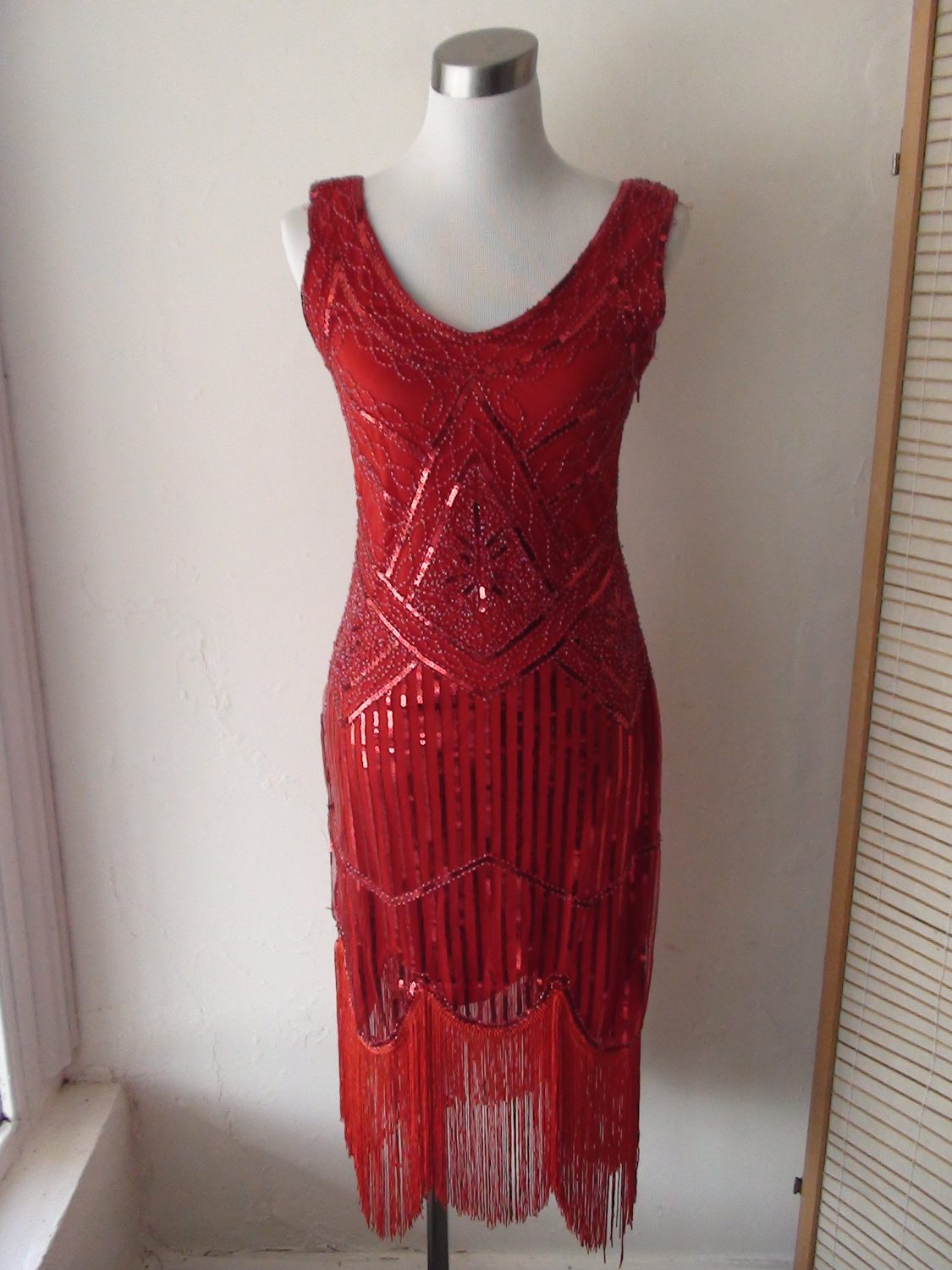 1920s red flapper dress