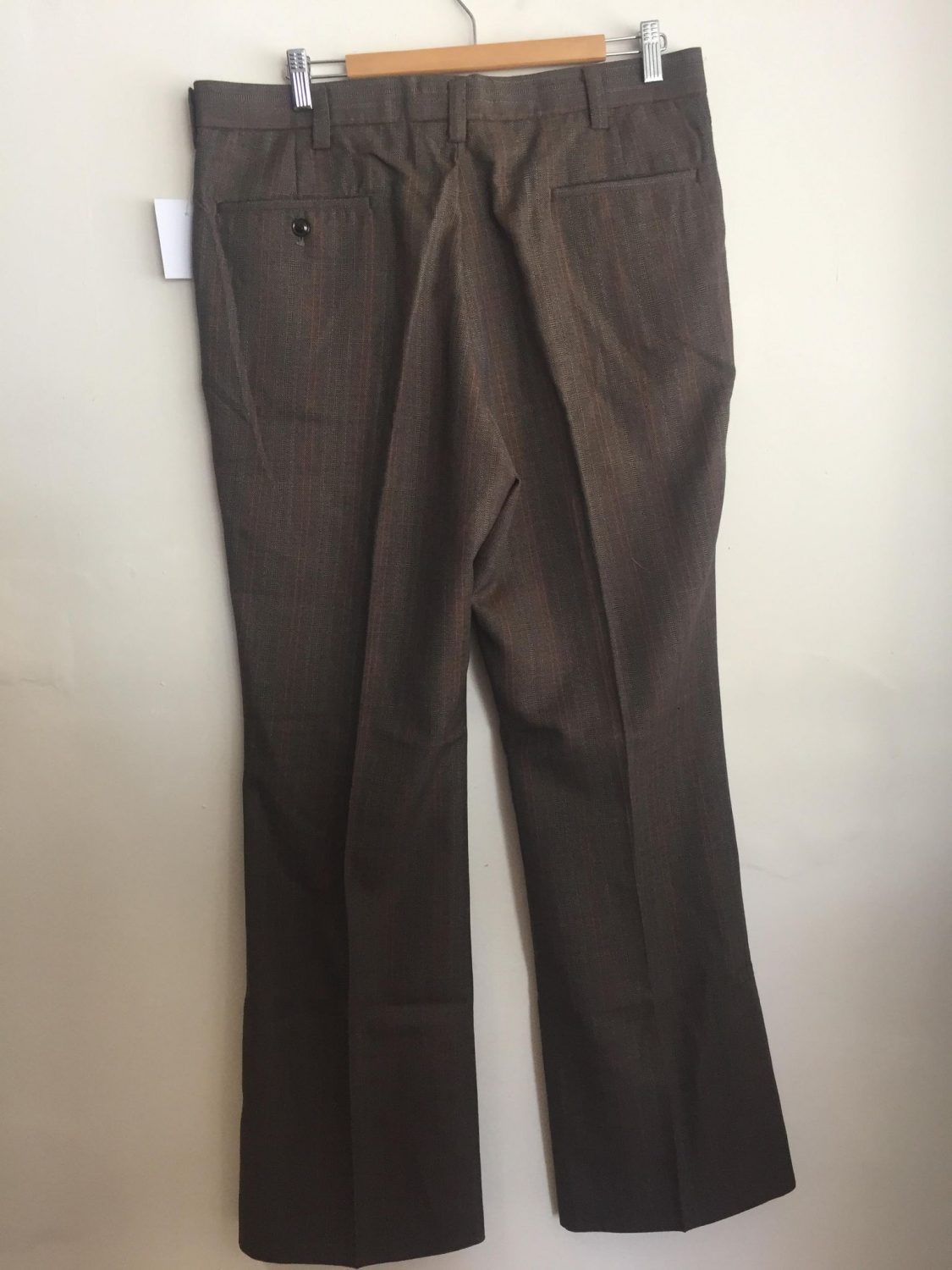 DEADSTOCK VINTAGE 1970S BROWN WITH BLUE WEAVE MENS FLARE PANTS FLARES ...