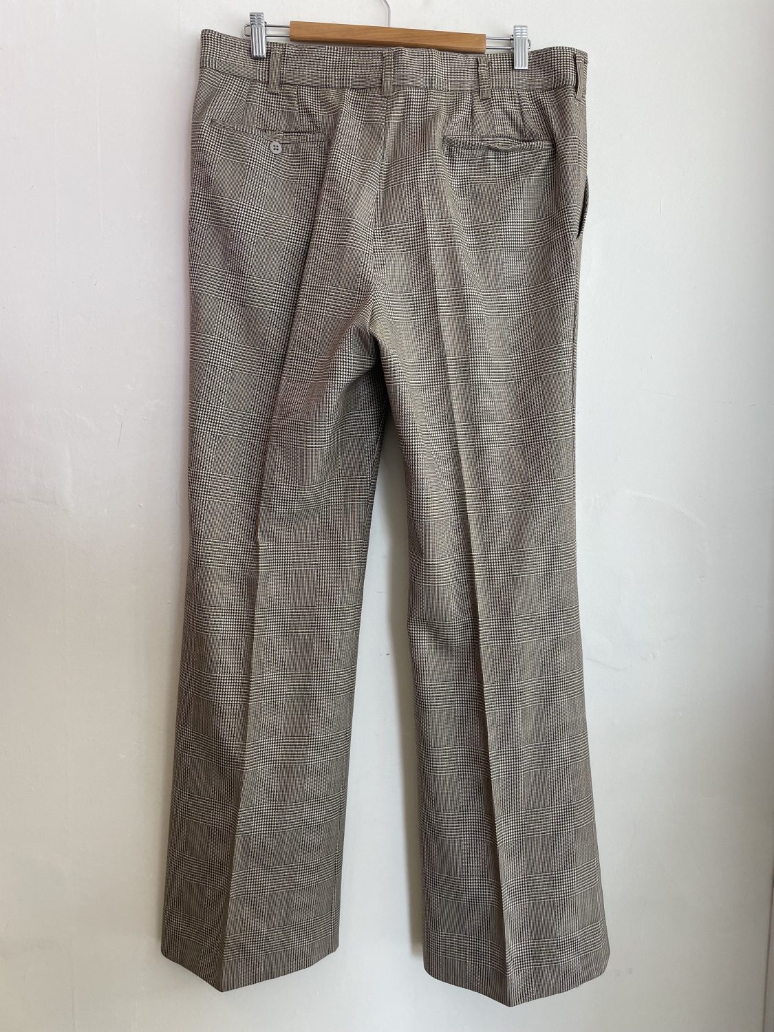 INTAGE 1970's MEN'S DETAILED BROWN CHECK FLARES | Chaos Bazaar Vintage