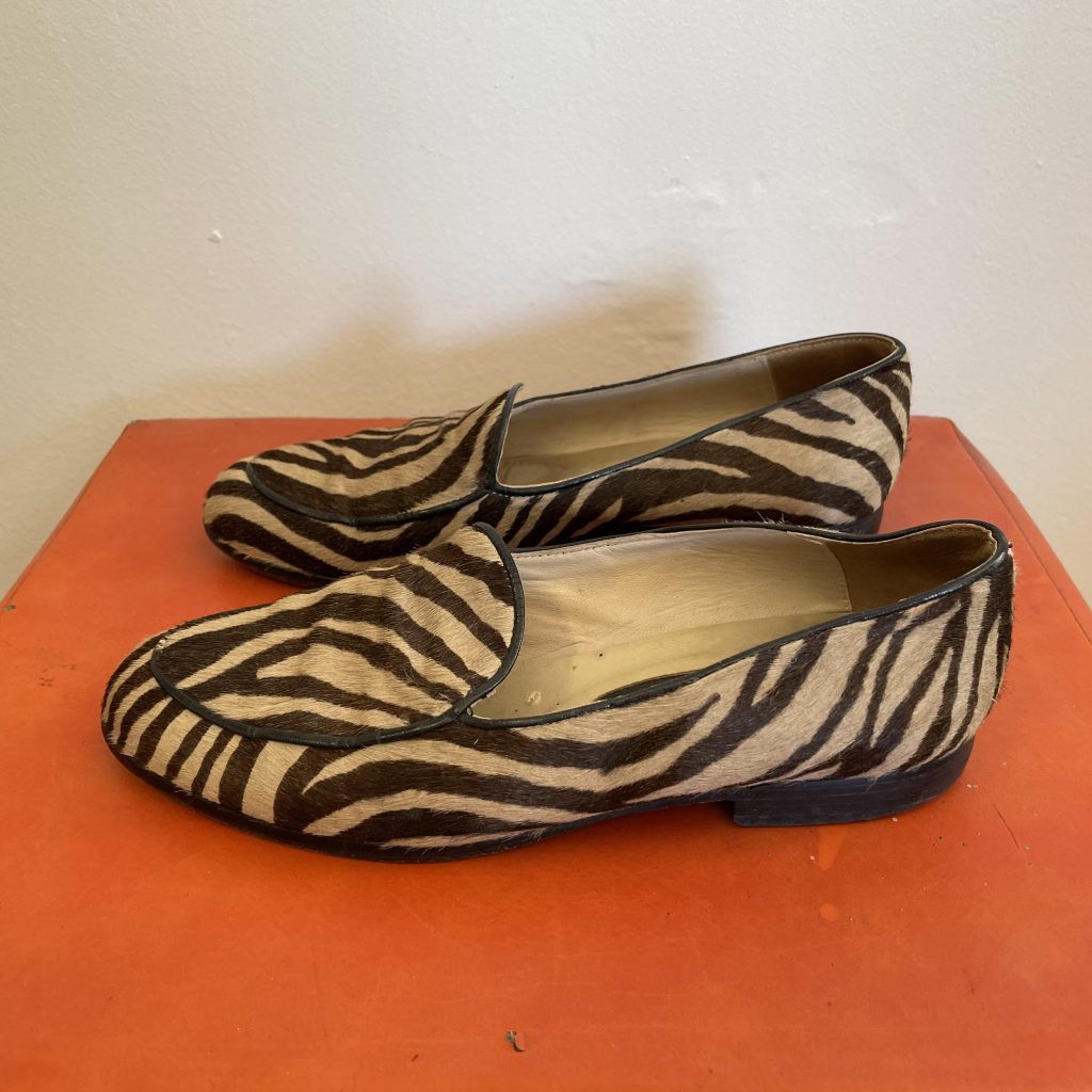 '90s 'RASPINI' ZEBRA PRINT LOAFER STYLE FLATS | Chaos Bazaar Vintage